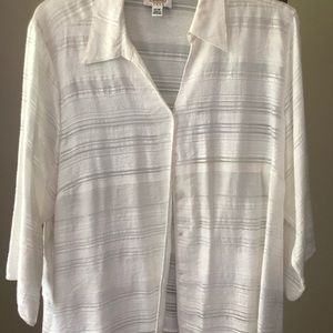 Talbots 22W white sheer light weight button down blazer looking overlay